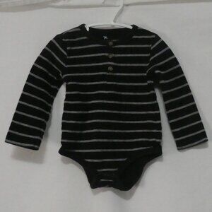 JOE FRESH Baby 18-24 months Black and Grey Striped Long Sleeve Bodysuit